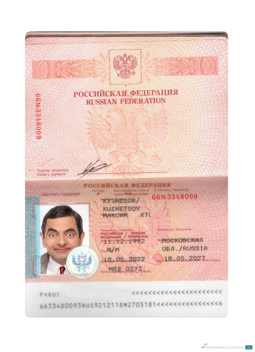 Download Russia passport 2022 presnet Photoshop template